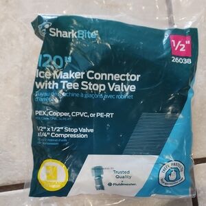 Ice Maker Connector with Tee Stop Valve - Blue